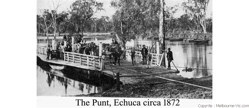 Old punt at Echuca circa 1860